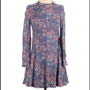 Ryder blue floral long sleeve mini dress
